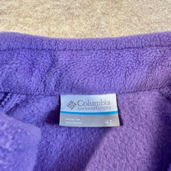 Columbia Purple Plush Fleece Zip up Jacket Kids 4T Outdoor Play Warm Cozy Fall - Picture 4 of 7